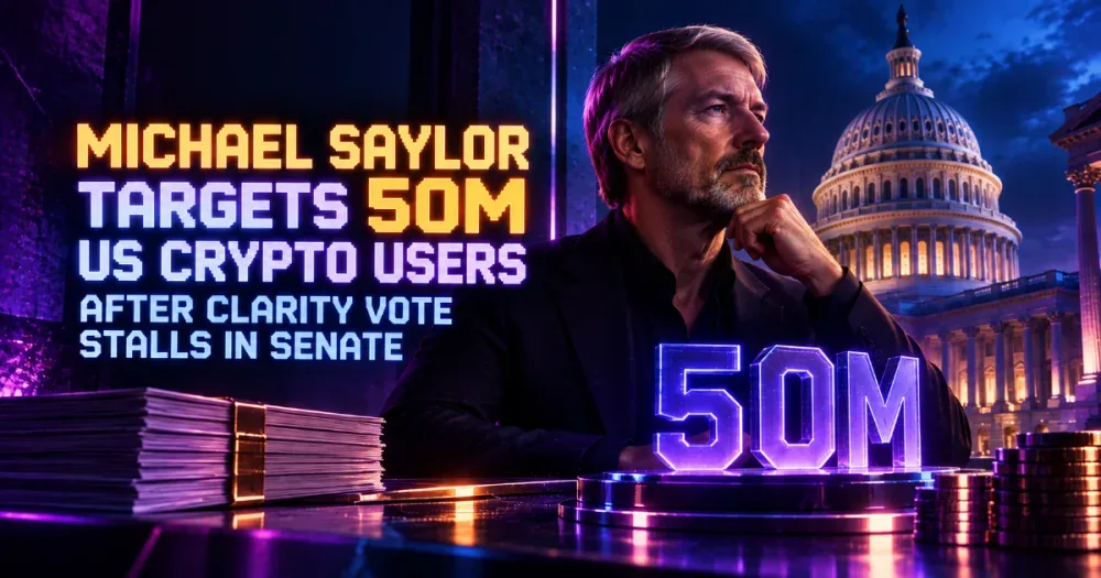 Michael Saylor Targets 50M US Crypto Users After CLARITY Vote Stalls in Senate