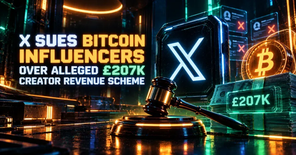 X Sues Bitcoin Influencers Over Alleged £207K Creator Revenue Scheme