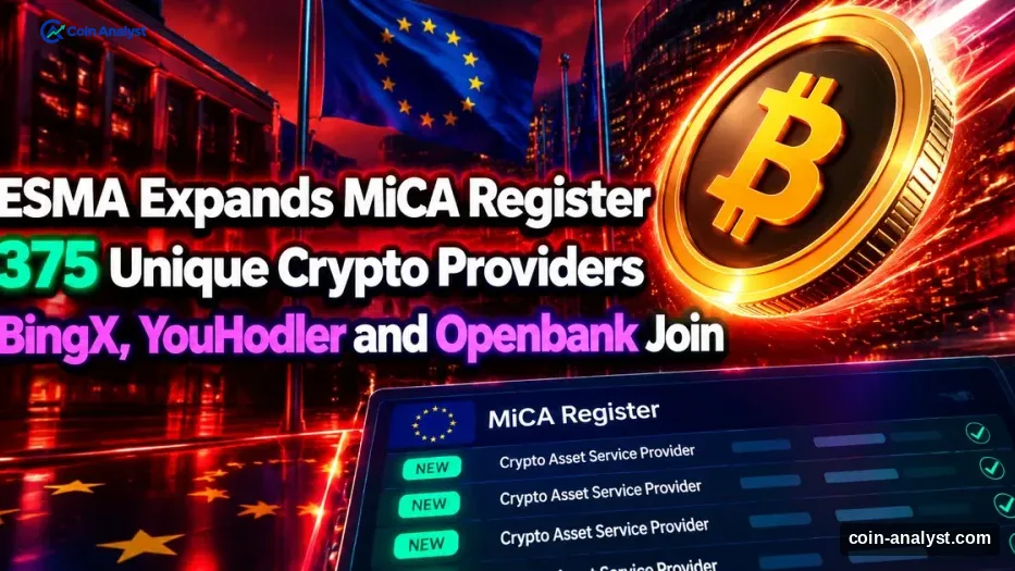 ESMA MiCA Register Reaches 375 Providers With BingX, YouHodler and Openbank